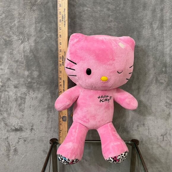 Build A Bear Hello Kitty Pink Leopard Print Paws Winking Sanrio 18" Plush NO Bow - Picture 12 of 14
